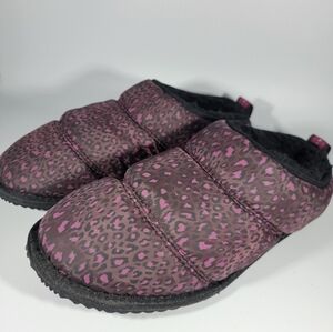 Sorel Go Bodega Run Faux Fur Epic Plum Animal Print Slippers  Size 7 In/Outdoor